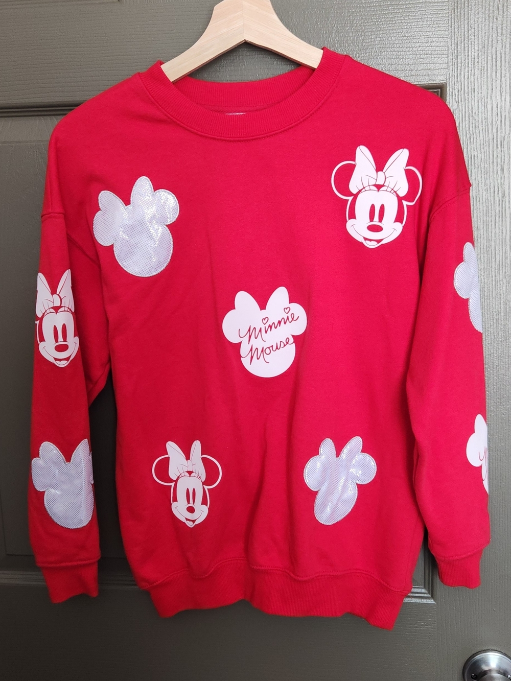 Disney Red Minnie Mouse Graphic Sweatshirt with White Accents